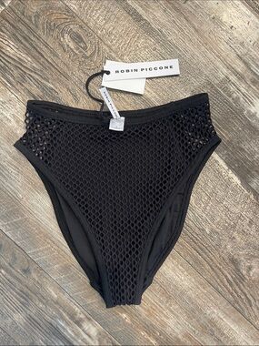 NWT Robin Piccone Black High-Waist Mesh Swim bottom